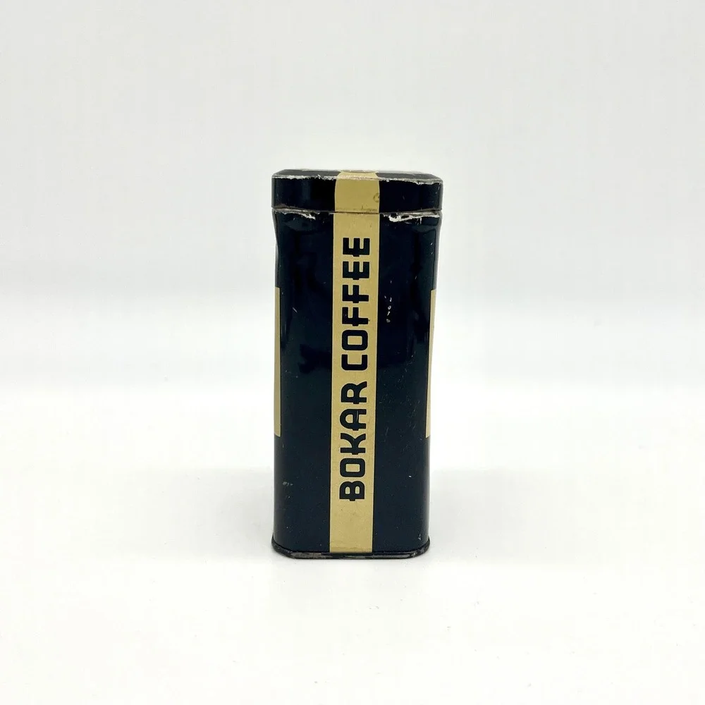 Bokar Coffee Tin Bank Freshly Roasted Ground‎ to Order Vintage Black Decor